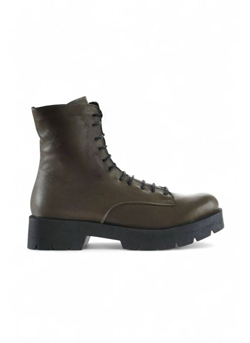 Bueno Shoes Haki Deri Kadın Düz Bot 01wt2501 - Görsel 2