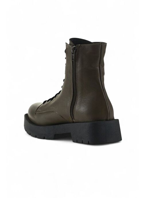 Bueno Shoes Haki Deri Kadın Düz Bot 01wt2501 - Görsel 5