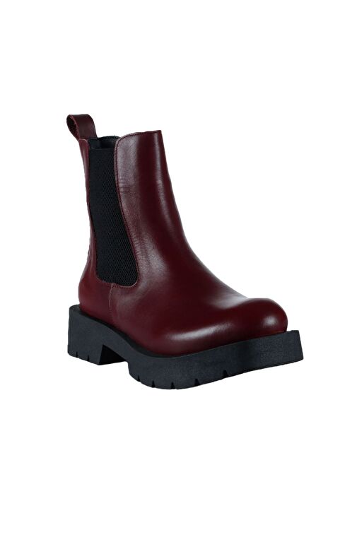 Bueno Shoes Bordo Deri Kadın Düz Bot 01wt2506 - Görsel 3