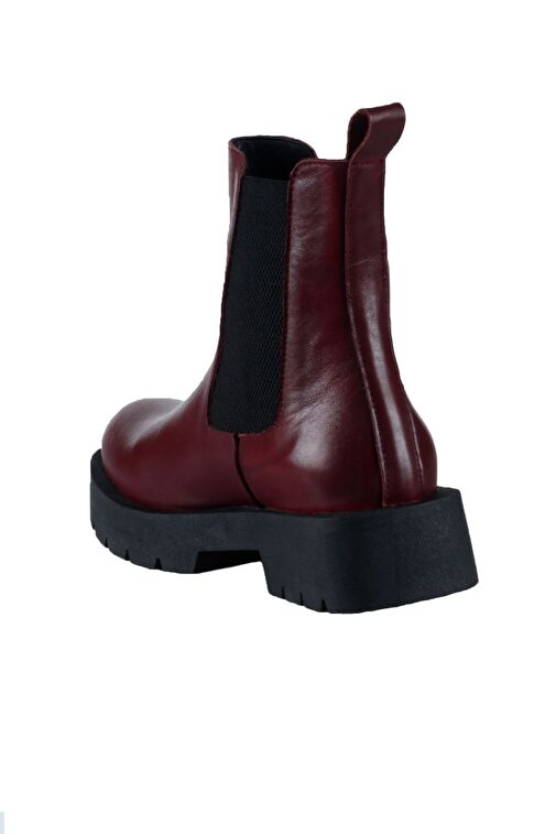 Bueno Shoes Bordo Deri Kadın Düz Bot 01wt2506 - Görsel 5