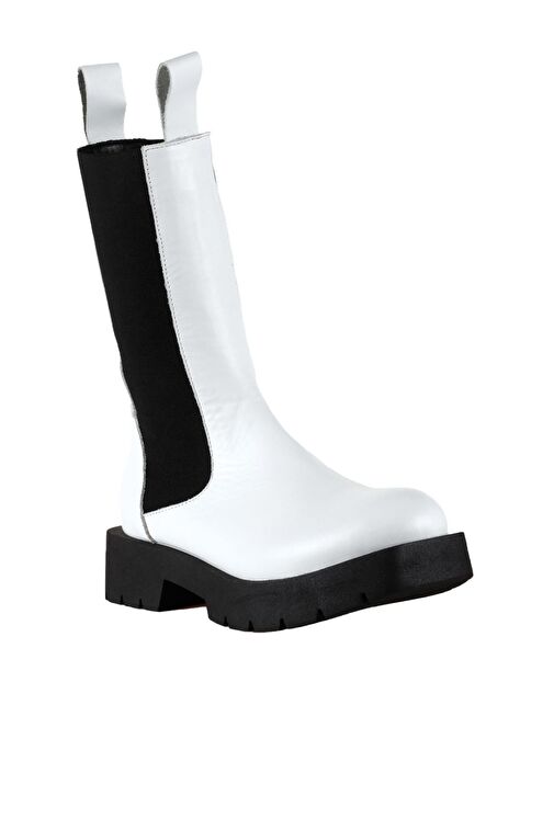 Bueno Shoes Beyaz Deri Kadın Topuklu Bot 01wt2508 - Görsel 3