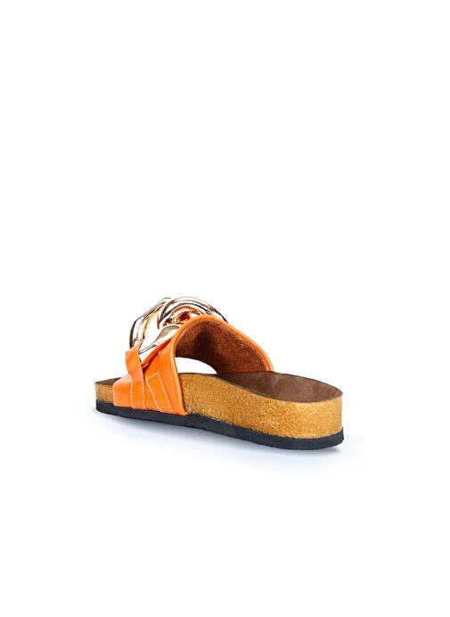 Bueno Shoes Turuncu Napa Deri Kadın Düz Terlik 05wt066 - Görsel 5