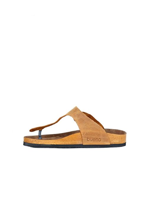 Bueno Shoes Sarı Greyzi Deri Erkek Parmak Arası Terlik 05mt101 - Görsel 4