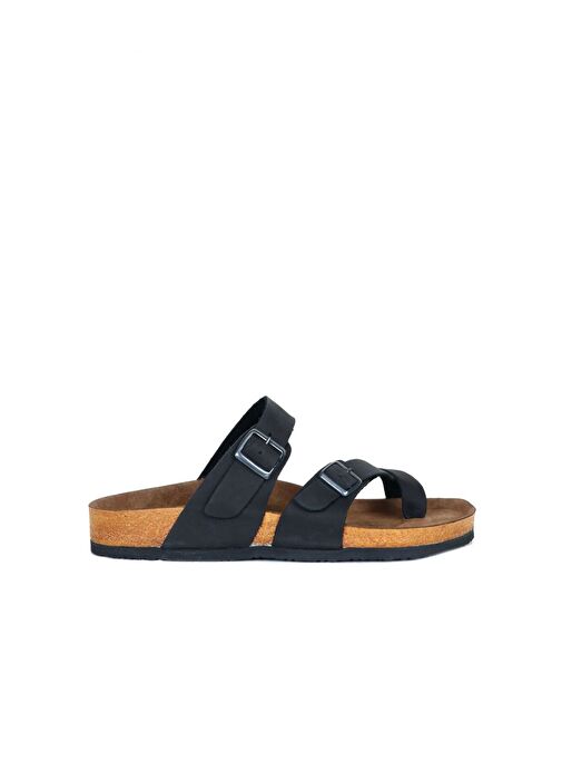 Bueno Shoes Siyah Greyzi Deri Erkek Parmak Arası Terlik 05mt102 - Görsel 2