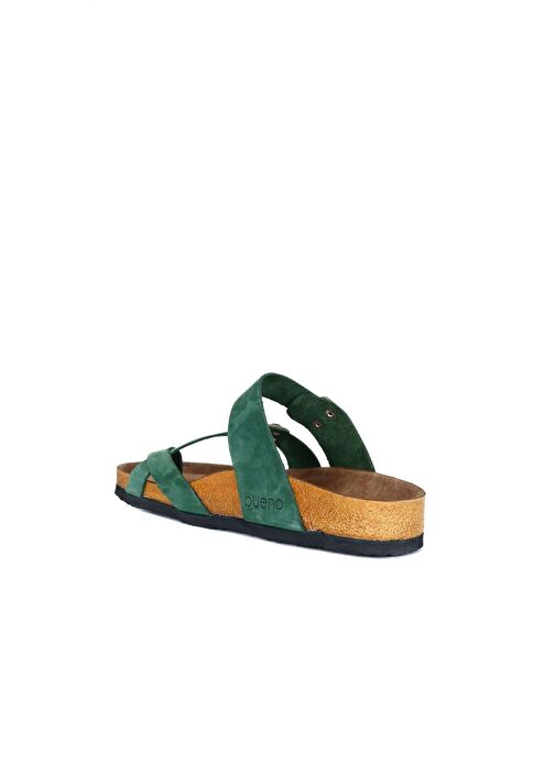 Bueno Shoes Yeşil Nubuk Deri Erkek Parmak Arası Terlik 05mt102 - Görsel 5