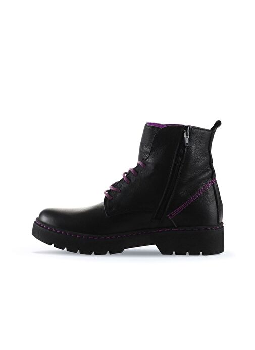 Bueno Shoes Siyah Lila Flotter Deri Kadın Düz Bot 01wr4905 - Görsel 4
