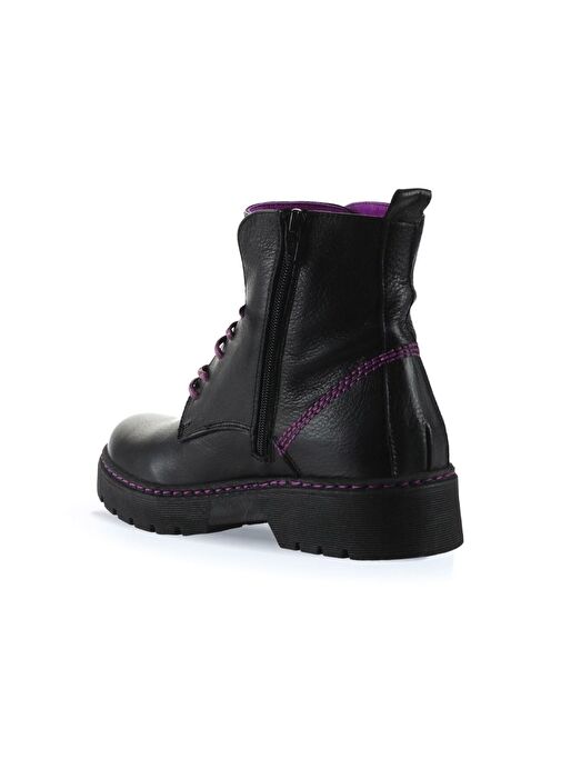 Bueno Shoes Siyah Lila Flotter Deri Kadın Düz Bot 01wr4905 - Görsel 5