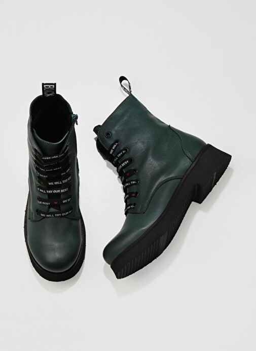 Bueno Shoes Yeşil Deri Kadın Düz Bot 01wr8802 - Görsel 2