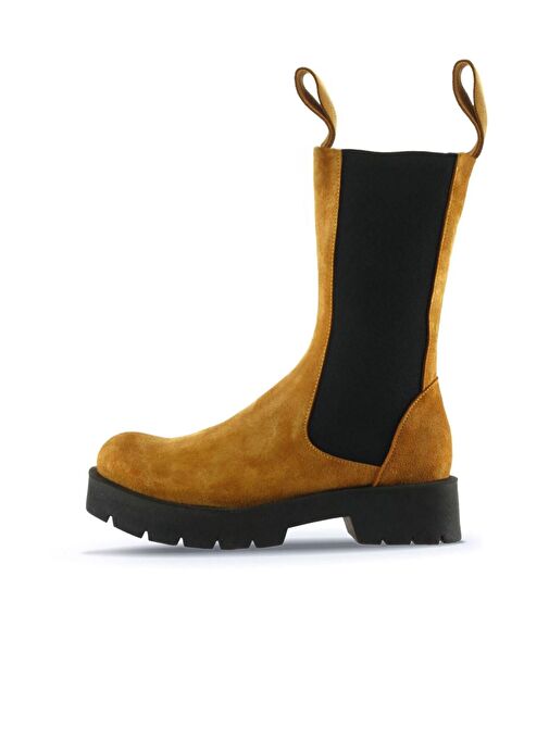 Bueno Shoes Sarı Süet Kadın Topuklu Bot 01wt2508 - Görsel 4