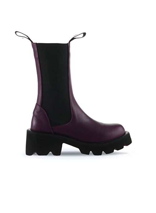 Bueno Shoes Mor Flotter Deri Kadın Topuklu Bot 01wt1703 - Görsel 2