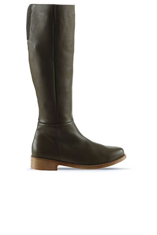 Bueno Shoes Haki Deri Kadın Düz Çizme 01wt5305 - Görsel 2