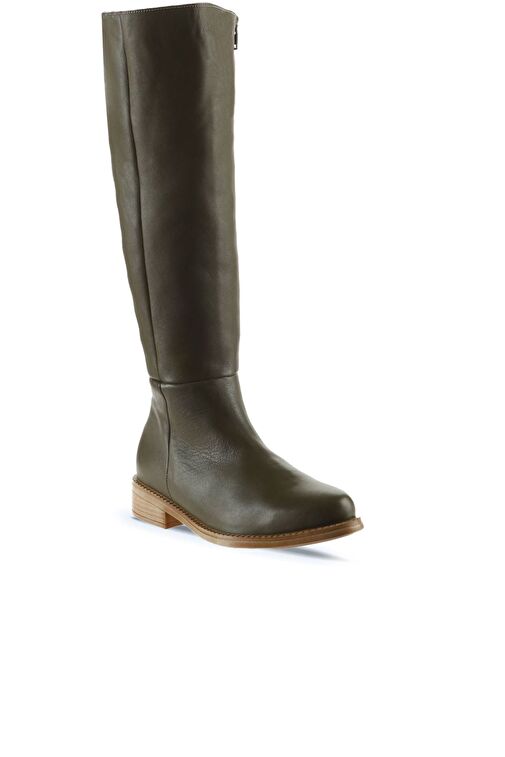 Bueno Shoes Haki Deri Kadın Düz Çizme 01wt5305 - Görsel 4