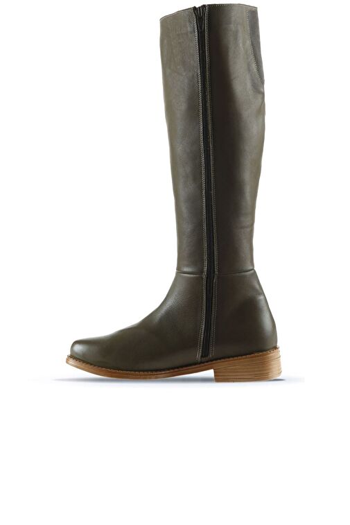 Bueno Shoes Haki Deri Kadın Düz Çizme 01wt5305 - Görsel 3