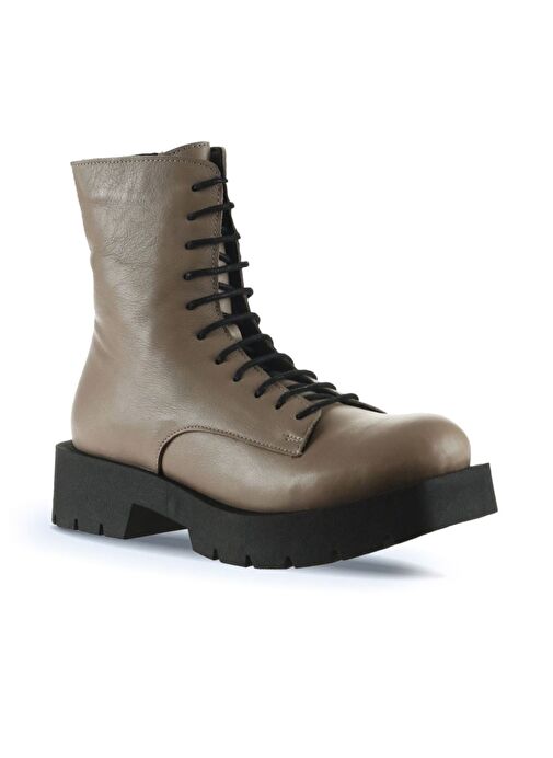 Bueno Shoes Gri Deri Kadın Düz Bot 01wt2501 - Görsel 3