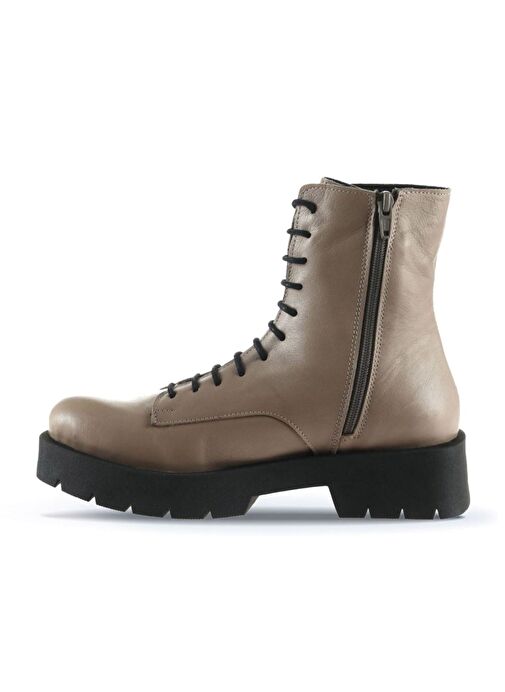 Bueno Shoes Gri Deri Kadın Düz Bot 01wt2501 - Görsel 4