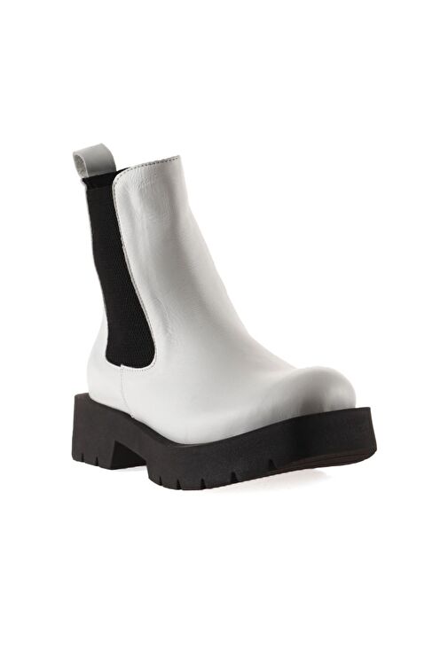 Bueno Shoes Beyaz Deri Kadın Düz Bot 01wt2506 - Görsel 3