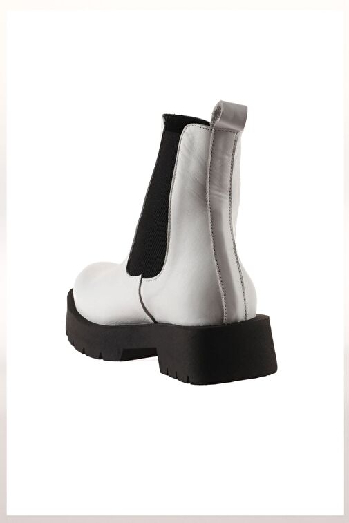 Bueno Shoes Beyaz Deri Kadın Düz Bot 01wt2506 - Görsel 5