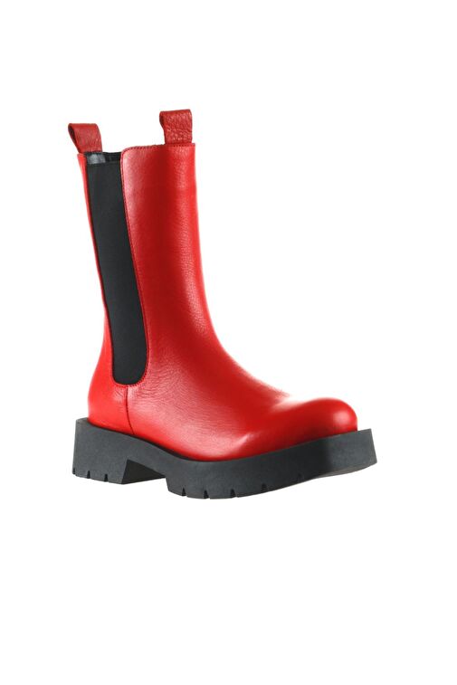 Bueno Shoes Kırmızı Flotter Deri Kadın Düz Bot 01wt2516 - Görsel 3
