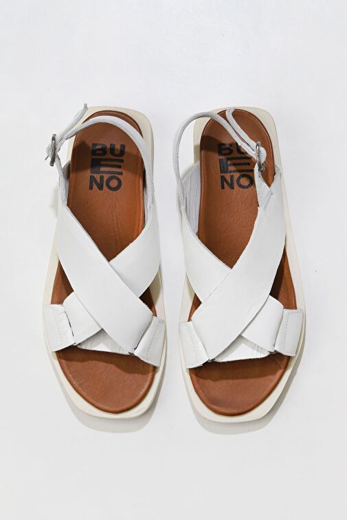 Bueno Shoes Beyaz Deri Kadın Sandalet 01ws2801 - Görsel 3