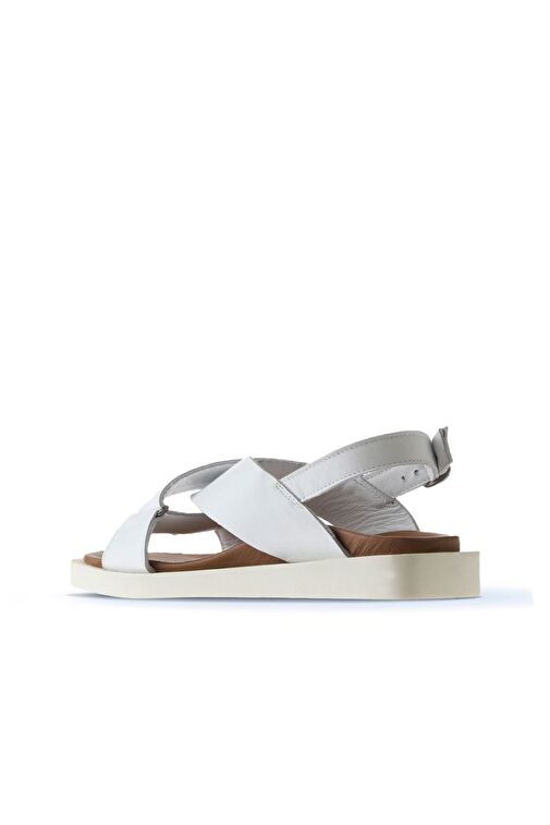 Bueno Shoes Beyaz Deri Kadın Sandalet 01ws2801 - Görsel 4