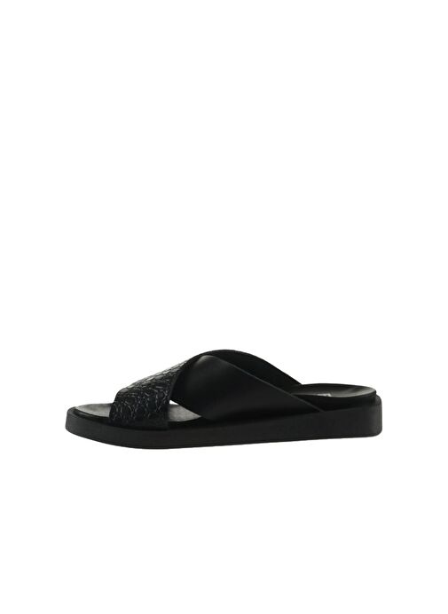 Bueno Shoes Siyah Deri Kadın Düz Terlik 01ws2817 - Görsel 4