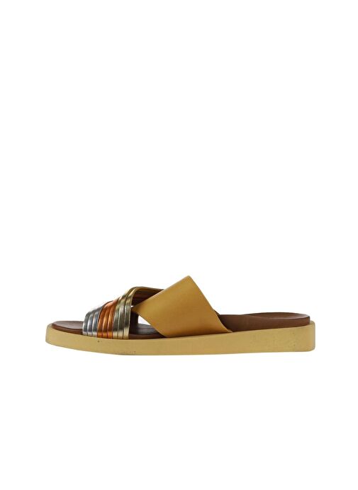 Bueno Shoes Sarı Multi Deri Kadın Düz Terlik 01wu3315 - Görsel 5
