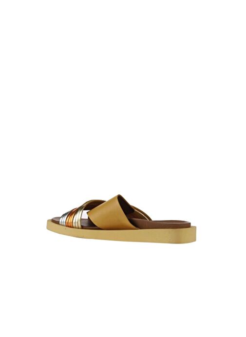 Bueno Shoes Sarı Multi Deri Kadın Düz Terlik 01wu3315 - Görsel 6