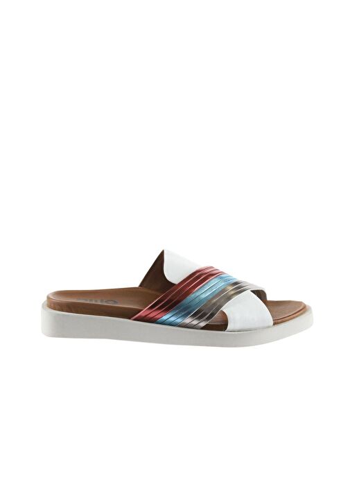 Bueno Shoes Beyaz Multi Deri Kadın Düz Terlik 01wu3315 - Görsel 3