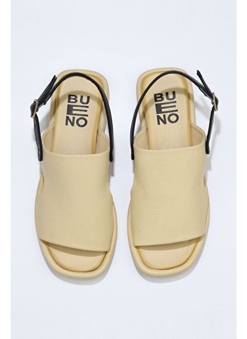 Bueno Shoes Sarı Siyah Deri Kadın Sandalet 01wu4108 - Görsel 2