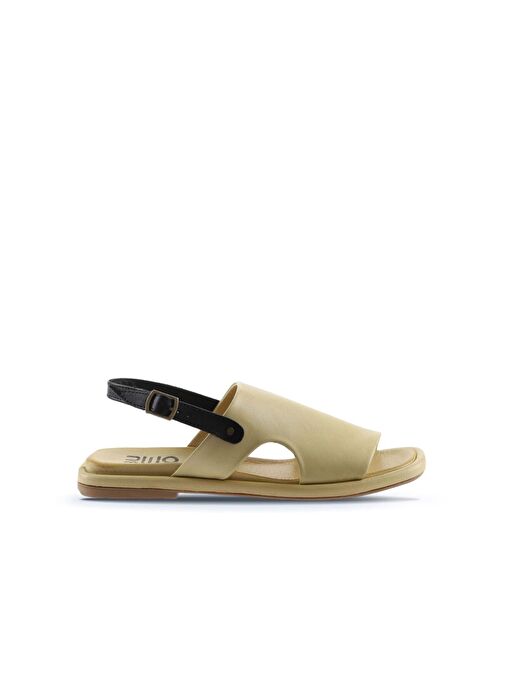 Bueno Shoes Sarı Siyah Deri Kadın Sandalet 01wu4108 - Görsel 3