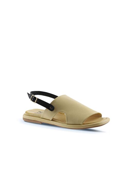 Bueno Shoes Sarı Siyah Deri Kadın Sandalet 01wu4108 - Görsel 4