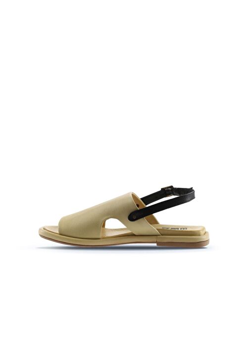 Bueno Shoes Sarı Siyah Deri Kadın Sandalet 01wu4108 - Görsel 5