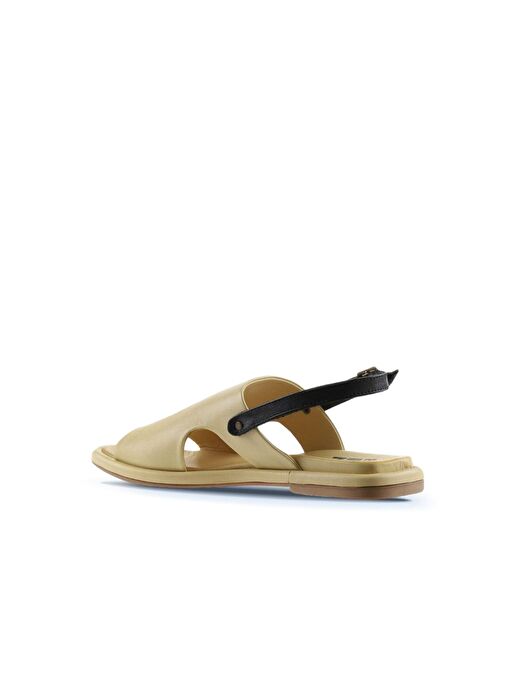 Bueno Shoes Sarı Siyah Deri Kadın Sandalet 01wu4108 - Görsel 6