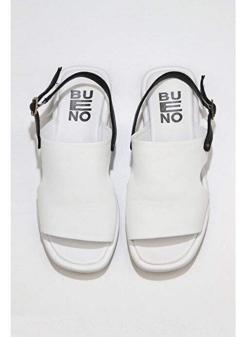 Bueno Shoes Beyaz Siyah Deri Kadın Sandalet 01wu4108 - Görsel 2