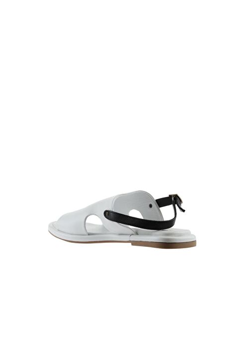 Bueno Shoes Beyaz Siyah Deri Kadın Sandalet 01wu4108 - Görsel 6