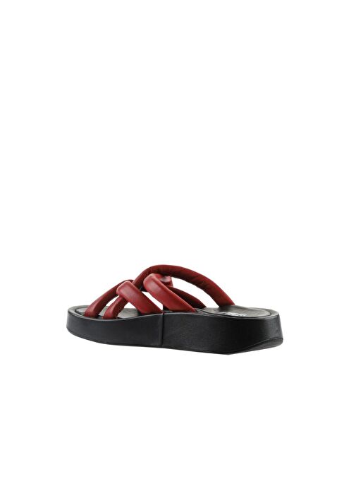 Bueno Shoes Kırmızı Siyah Deri Kadın Dolgu Topuklu Terlik 01wu4606 - Görsel 6