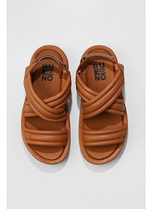Bueno Shoes Taba Deri Kadın Dolgu Topuklu Sandalet 01wu4619 - Görsel 2