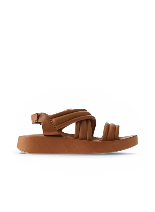 Bueno Shoes Taba Deri Kadın Dolgu Topuklu Sandalet 01wu4619 - Görsel 3