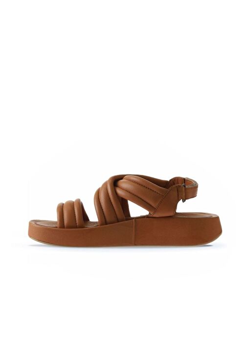 Bueno Shoes Taba Deri Kadın Dolgu Topuklu Sandalet 01wu4619 - Görsel 5