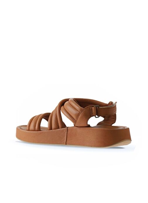 Bueno Shoes Taba Deri Kadın Dolgu Topuklu Sandalet 01wu4619 - Görsel 6