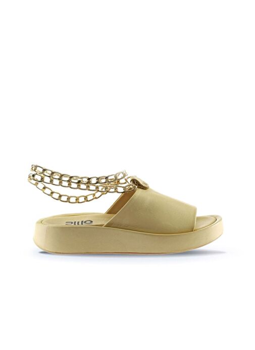 Bueno Shoes Sarı Deri Kadın Dolgu Topuklu Terlik 01wu4637 - Görsel 3