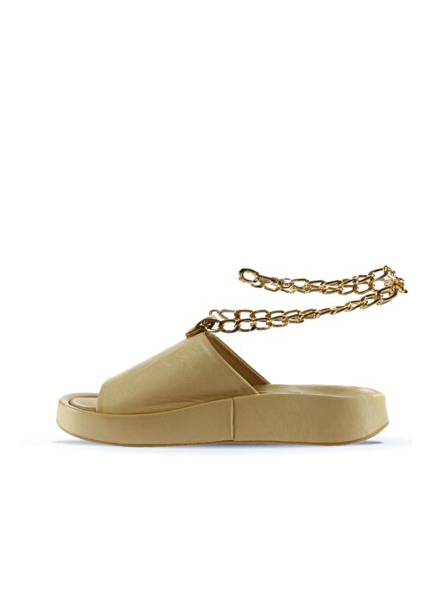 Bueno Shoes Sarı Deri Kadın Dolgu Topuklu Terlik 01wu4637 - Görsel 5