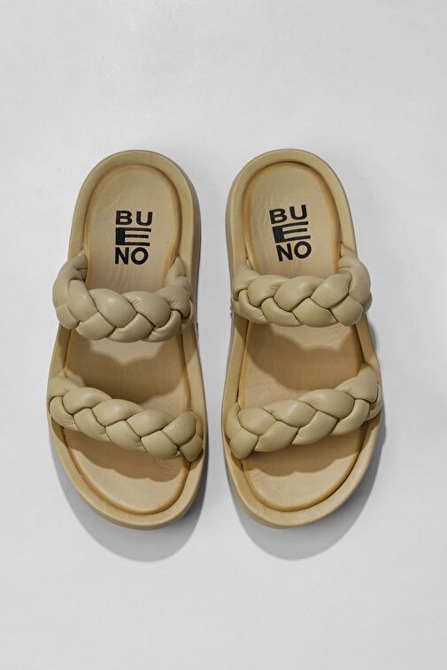 Bueno Shoes Sarı Deri Kadın Dolgu Topuklu Terlik 01wu4640 - Görsel 2