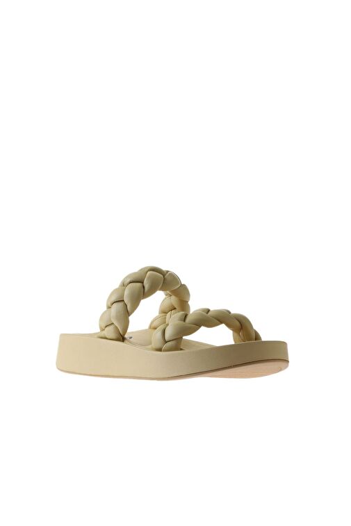 Bueno Shoes Sarı Deri Kadın Dolgu Topuklu Terlik 01wu4640 - Görsel 4