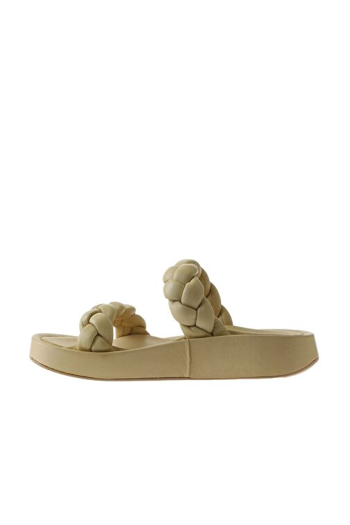 Bueno Shoes Sarı Deri Kadın Dolgu Topuklu Terlik 01wu4640 - Görsel 5