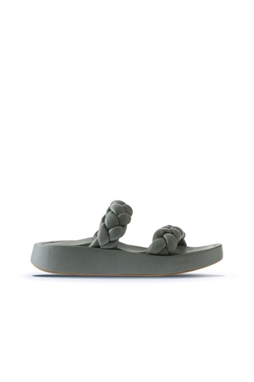 Bueno Shoes Mavi Deri Kadın Dolgu Topuklu Terlik 01wu4640 - Görsel 3