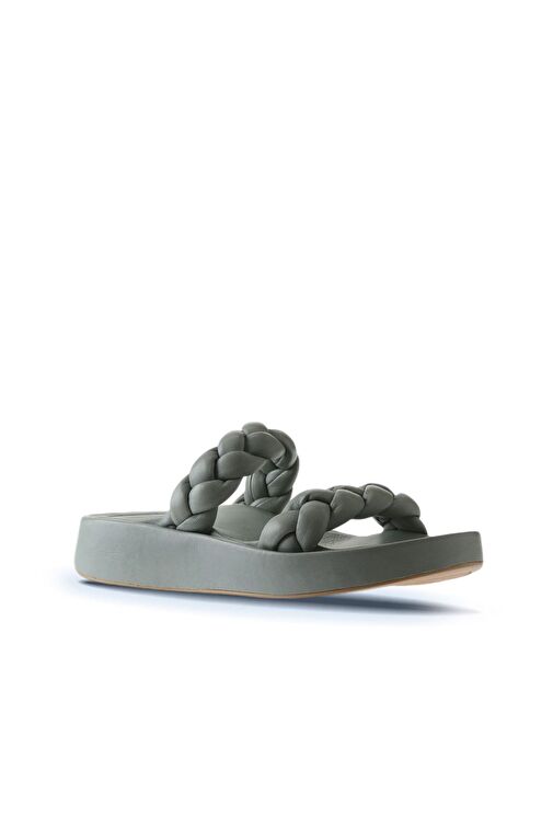 Bueno Shoes Mavi Deri Kadın Dolgu Topuklu Terlik 01wu4640 - Görsel 4