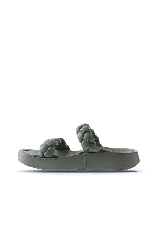 Bueno Shoes Mavi Deri Kadın Dolgu Topuklu Terlik 01wu4640 - Görsel 5