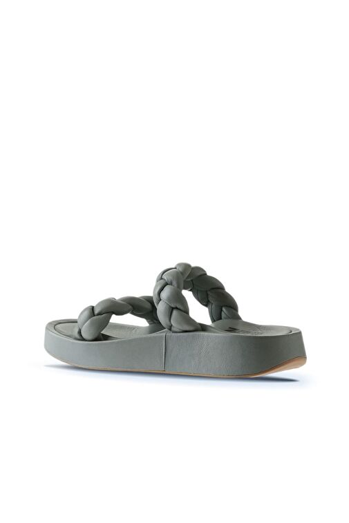 Bueno Shoes Mavi Deri Kadın Dolgu Topuklu Terlik 01wu4640 - Görsel 6