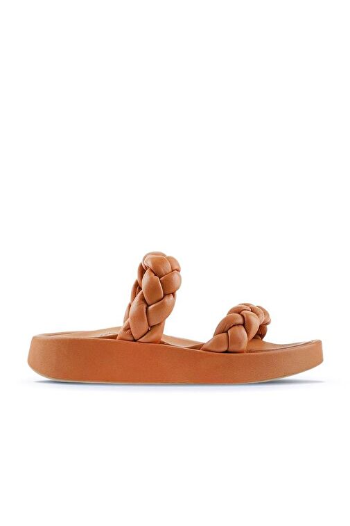 Bueno Shoes Taba Deri Kadın Dolgu Topuklu Terlik 01wu4640 - Görsel 3